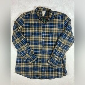 NWT L.L. Bean XXL Tall Blue and Tan Plaid Flannel Soft Men's Shirt